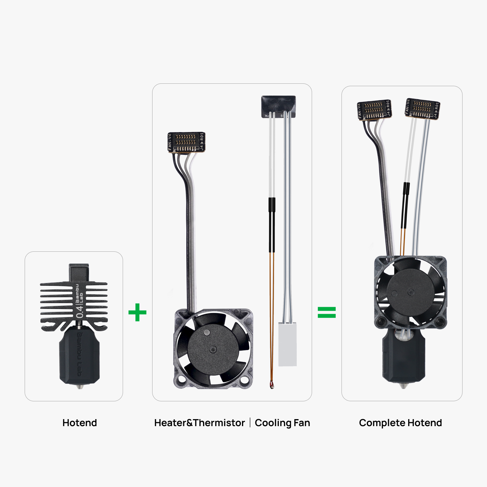 Complete hotend assembly with hardened steel nozzle -0.4mm