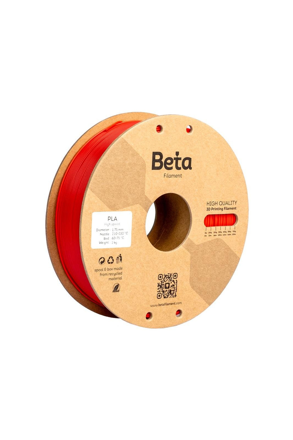 Beta PLA+ ფილამენტი ნეონ წითელი