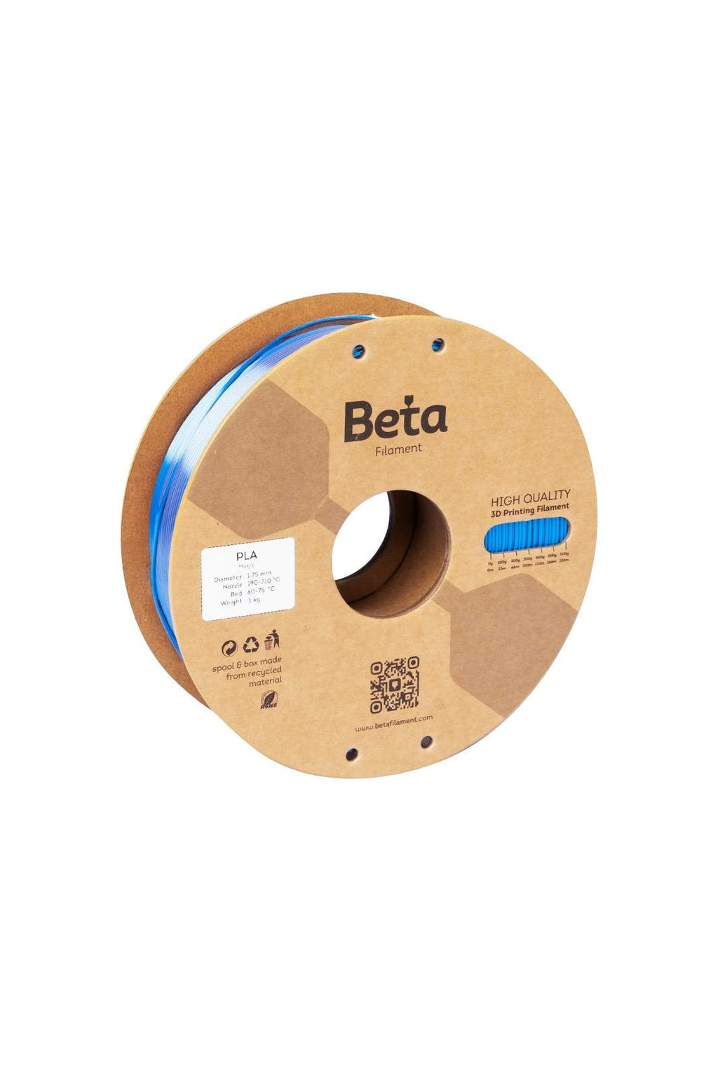 Beta PLA-Magic Silk ფილამენტი ლურჯი-სტაფილოსფერი