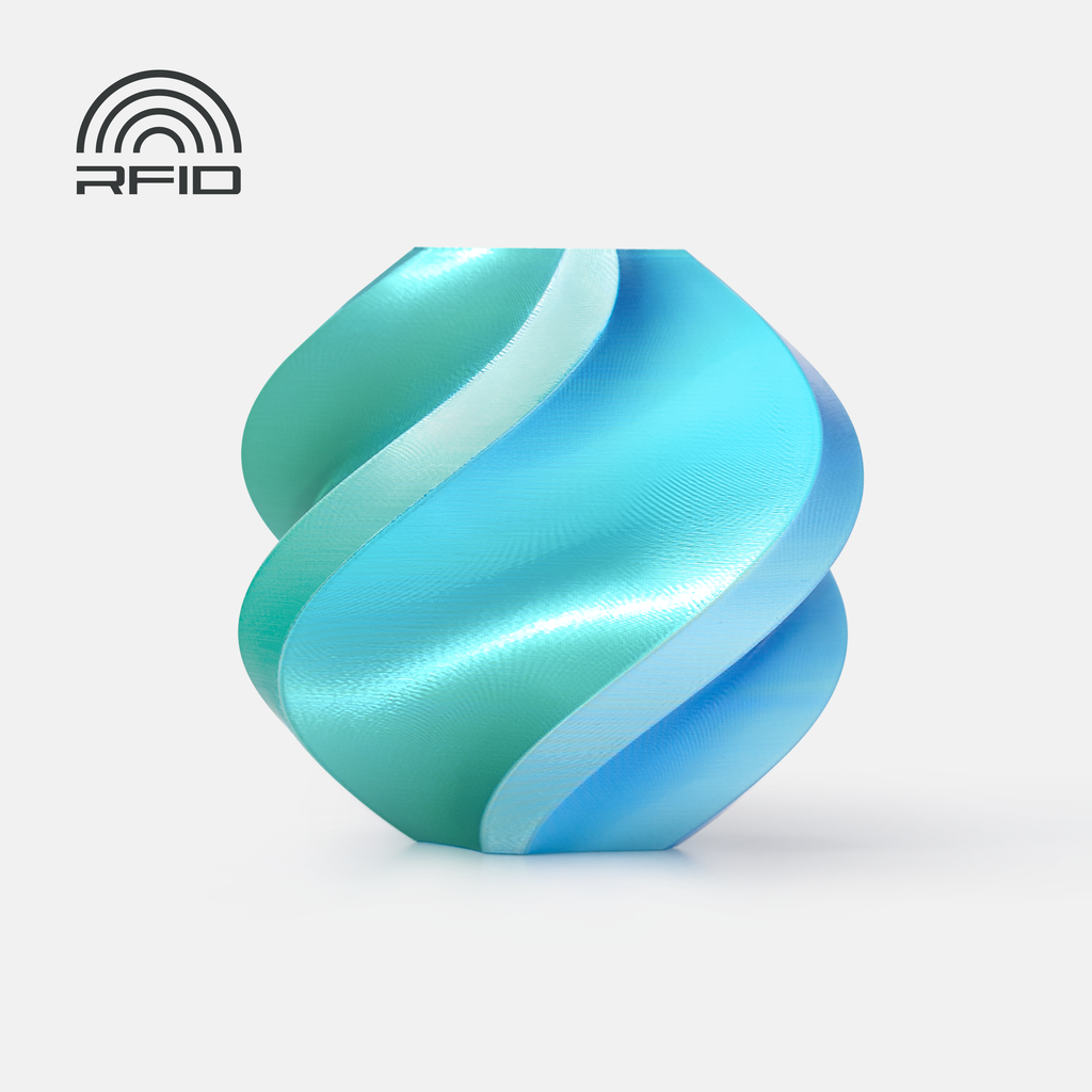 Bambu PLA Silk - Blue Hawaii (Blue-Green) - with Bambu Reusable Spool
