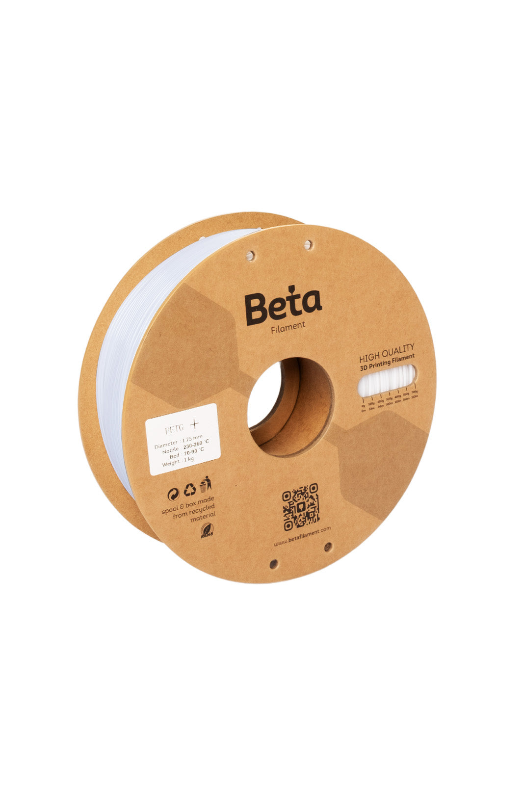 Beta PETG+ ფილამენტი თეთრი