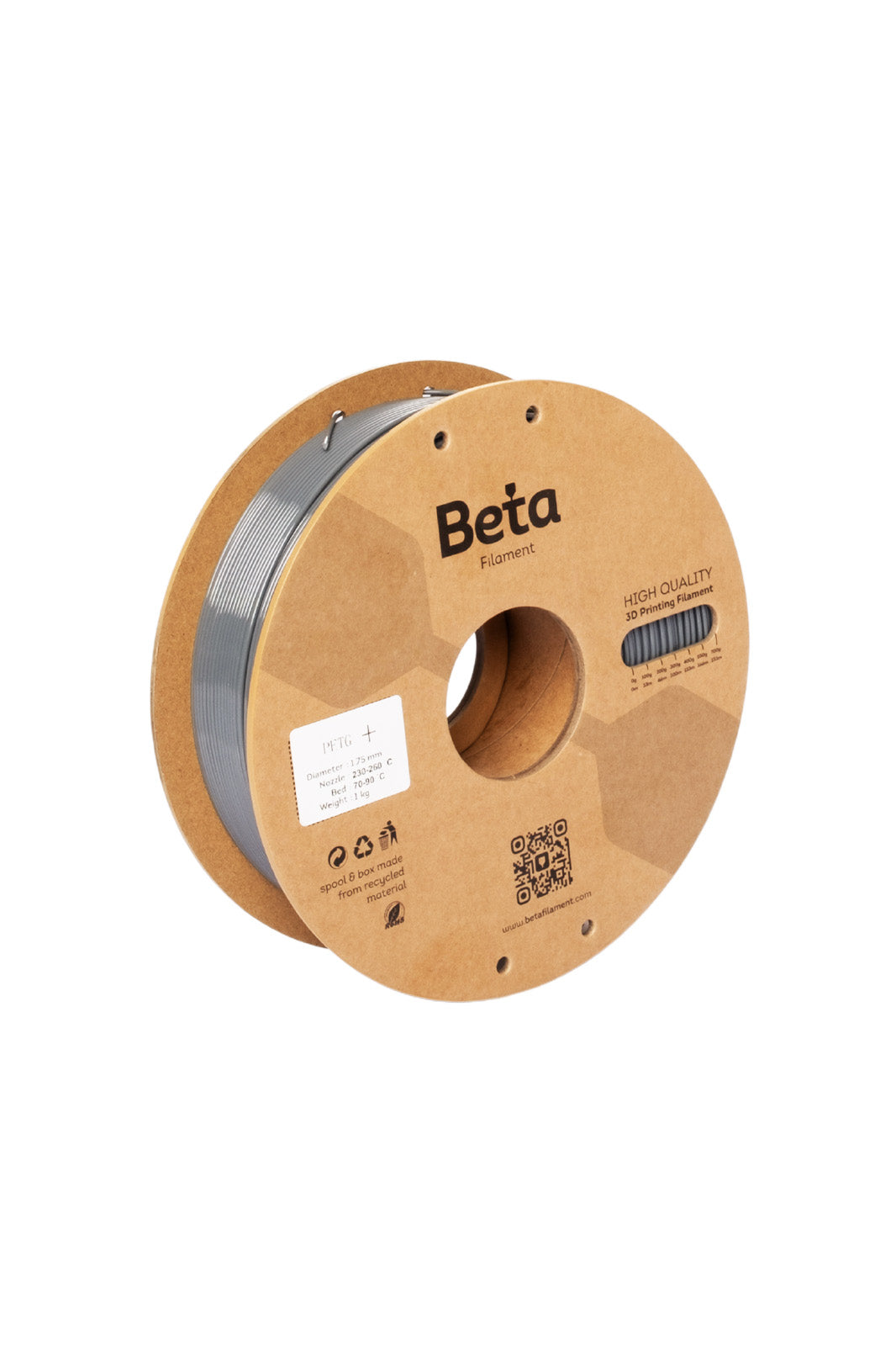 Beta PETG+ ფილამენტი ნაცრისფერი