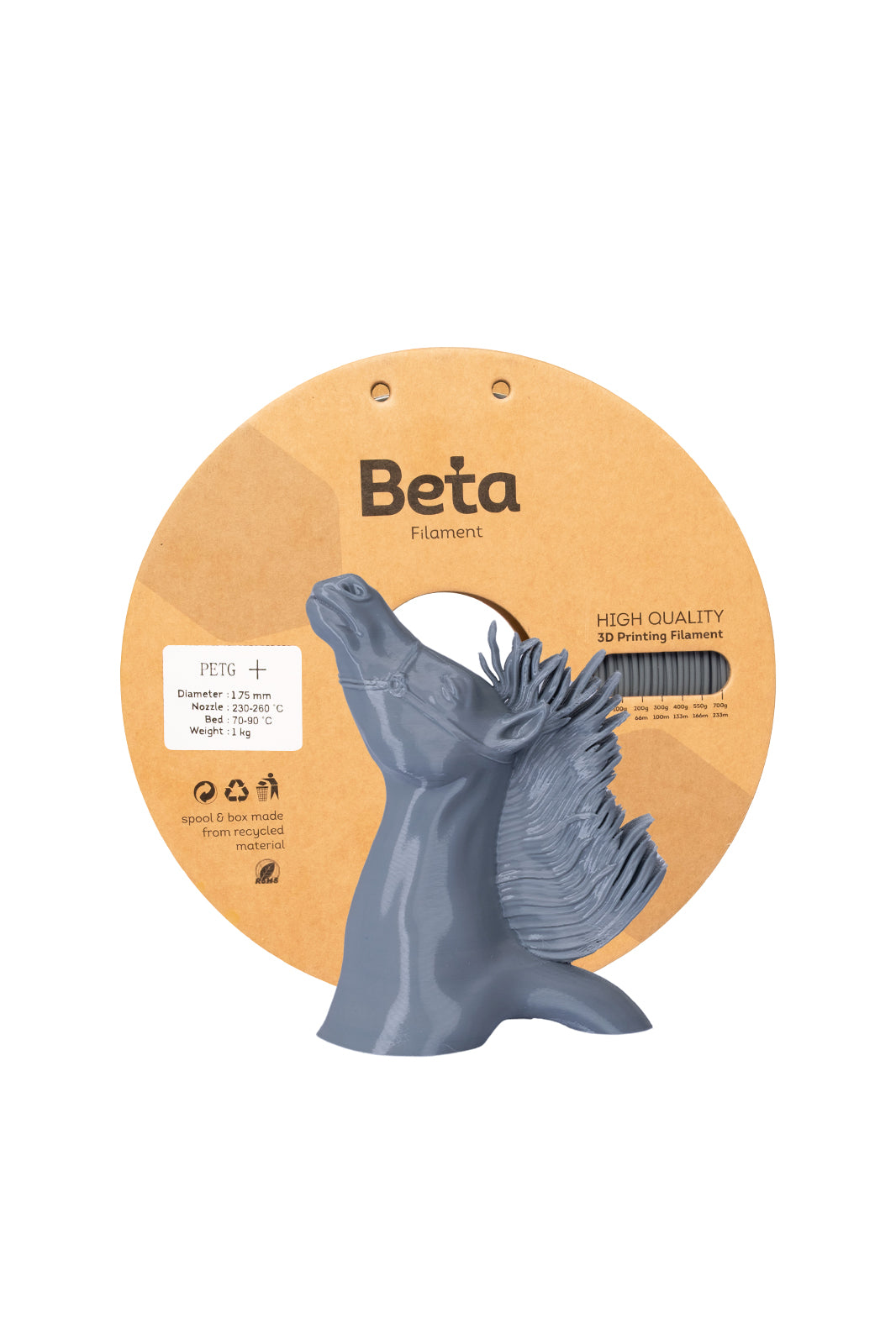 Beta PETG+ ფილამენტი ნაცრისფერი