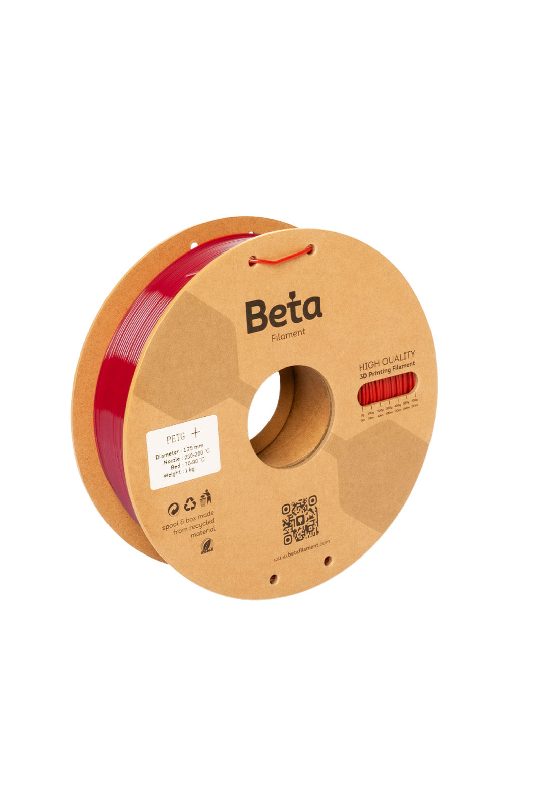 Beta PETG+ ფილამენტი წითელი