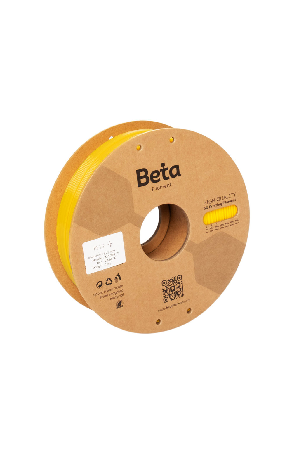 Beta PETG+ ფილამენტი ყვითელი